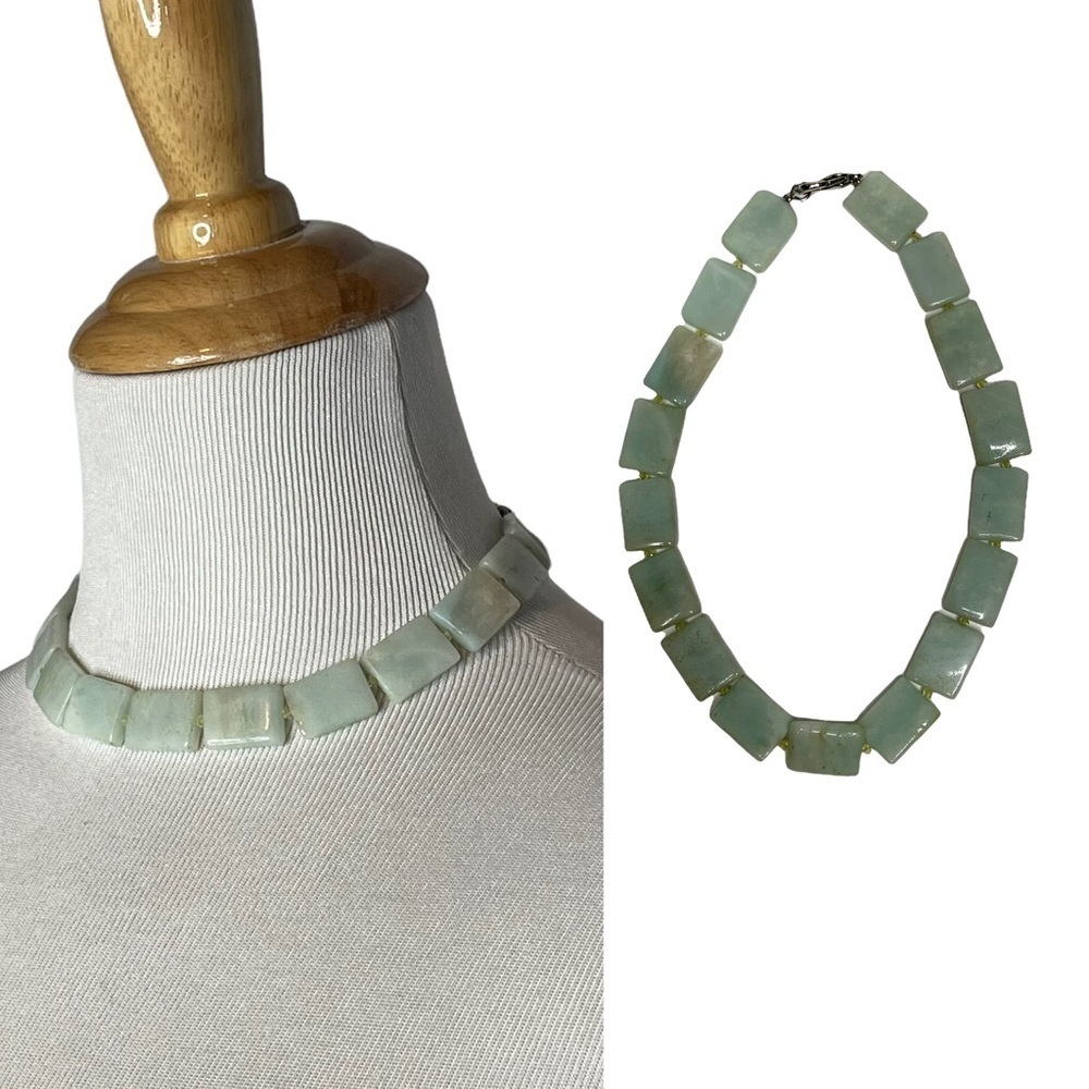 Handmade Artisan Colombian Seafoam Green Stone Choker Necklace